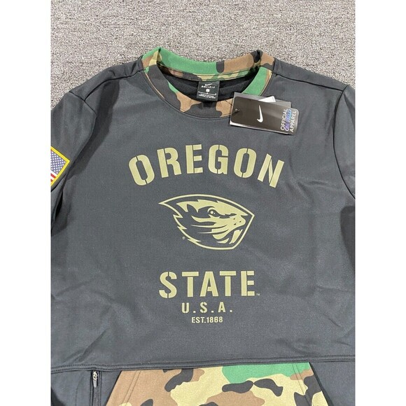Nike Oregon State Beavers Sweater Mens Large Black Camo Sweatshirt DD4315-010 - Picture 2 of 16